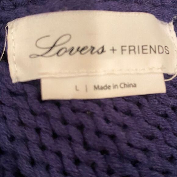 Lovers + Friends Navy Cropped Sweater Size Large V Neck - Picture 9 of 11